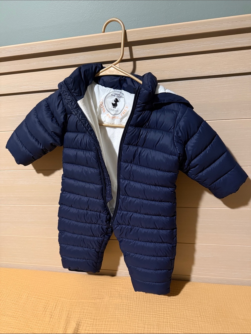 SAVE THE DUCK Navy Quilted Baby One-Piece Puffer